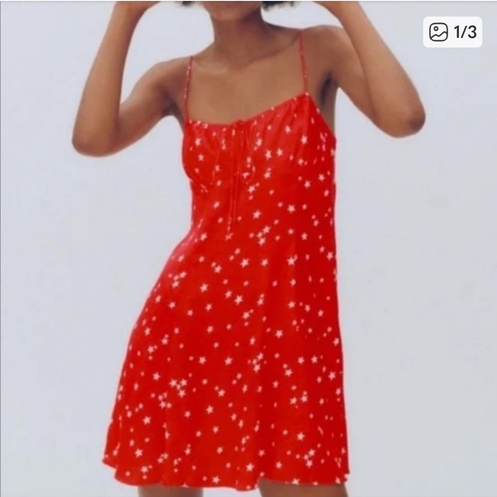 Zara Vibrant Red Dress with Star Design